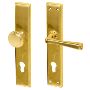 Béquille de porte d'entrée polie design intemporel en or